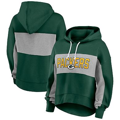 Women's Fanatics Branded  Green Green Bay Packers Filled Stat Sheet Pullover Hoodie