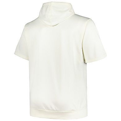 Men's Profile Oatmeal Chicago Cubs Big & Tall Contrast Short Sleeve Pullover Hoodie