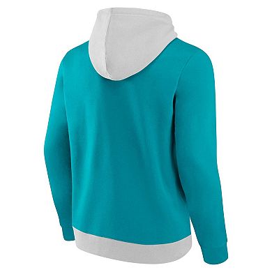 Men's Fanatics Branded Gray/Teal Charlotte Hornets Arctic Colorblock Pullover Hoodie