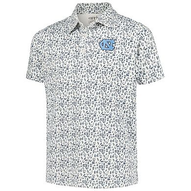 Youth Garb White North Carolina Tar Heels Allover Print Polo