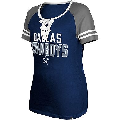 Women's New Era Navy Dallas Cowboys Raglan Lace-Up T-Shirt