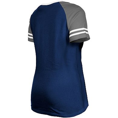Women's New Era Navy Dallas Cowboys Raglan Lace-Up T-Shirt