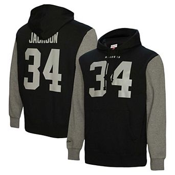 Men's Mitchell & Ness Bo Jackson Black Las Vegas Raiders Retired Player Name & Number Pullover Hoodie