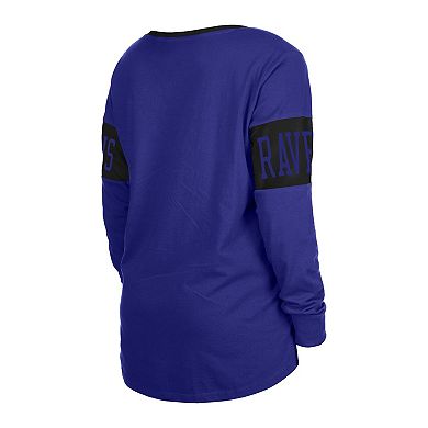 Women's New Era Black Baltimore Ravens Lace-Up Notch Neck Long Sleeve T-Shirt