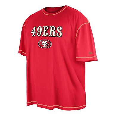 Men's New Era  Scarlet San Francisco 49ers Third Down Big & Tall Puff Print T-Shirt
