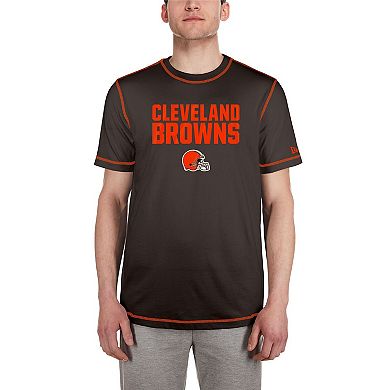Men's New Era Brown Cleveland Browns Third Down Puff Print T-Shirt