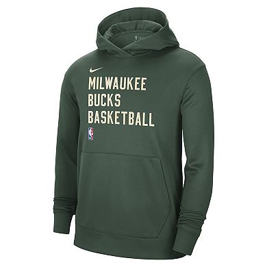 Unisex Nike Hunter Green Milwaukee Bucks 2023/24 Performance Spotlight On-Court Practice Pullover Hoodie