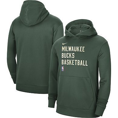 Unisex Nike Hunter Green Milwaukee Bucks 2023/24 Performance Spotlight On-Court Practice Pullover Hoodie