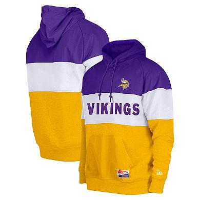 Men's New Era Purple Minnesota Vikings Big & Tall Current Colorblock Pullover Hoodie