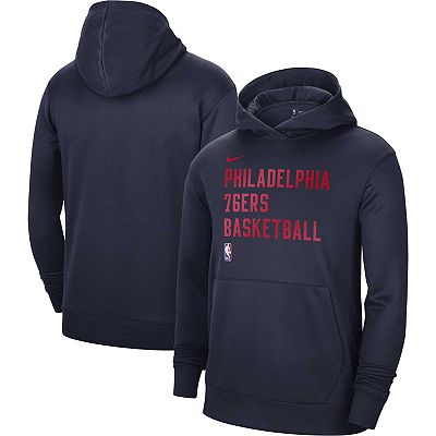 Unisex Nike Navy Philadelphia 76ers 2023 24 Performance Spotlight On Court Practice Pullover Hoodie