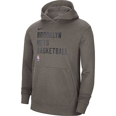 Unisex Nike Heather Gray Brooklyn Nets 2023/24 Performance Spotlight On-Court Practice Pullover Hoodie