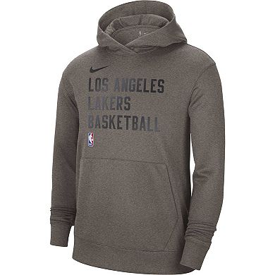 Unisex Nike Heather Gray Los Angeles Lakers 2023/24 Performance Spotlight On-Court Practice Pullover Hoodie