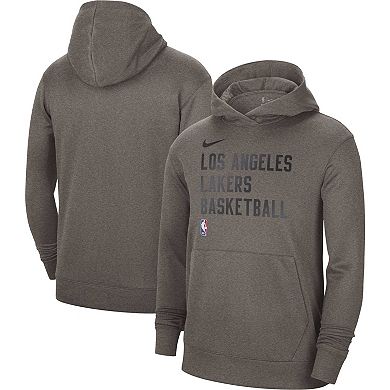 Unisex Nike Heather Gray Los Angeles Lakers 2023/24 Performance Spotlight On-Court Practice Pullover Hoodie