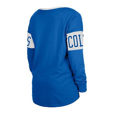 Women's New Era Blue Indianapolis Colts Lace-Up Notch Neck Long Sleeve T-Shirt