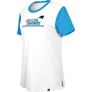 Women's New Era White/Blue Carolina Panthers Third Down Colorblock T-Shirt