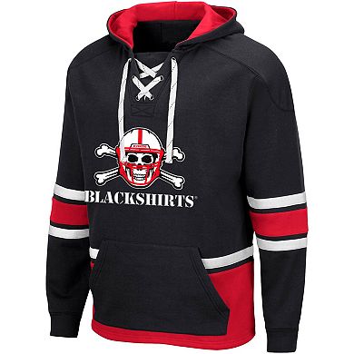 Men's Colosseum Black Nebraska Huskers Lace Up 3.0 Pullover Hoodie