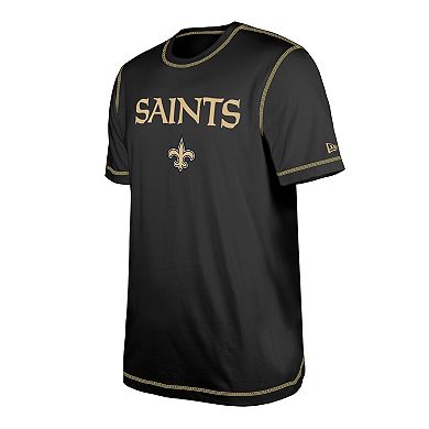 Men's New Era  Black New Orleans Saints Third Down Puff Print T-Shirt