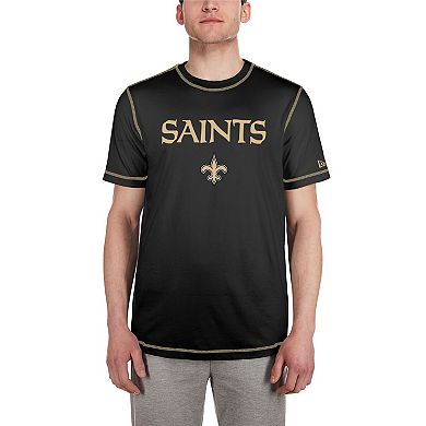 Men's New Era  Black New Orleans Saints Third Down Puff Print T-Shirt