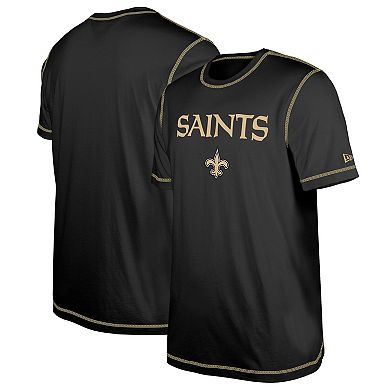 Men's New Era  Black New Orleans Saints Third Down Puff Print T-Shirt