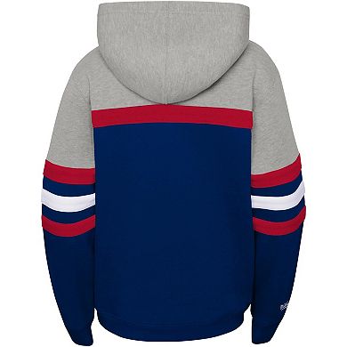 Youth Mitchell & Ness Heather Gray/Navy Boston Red Sox Cooperstown Collection Head Coach Pullover Hoodie