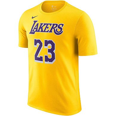 Men's Nike LeBron James Gold Los Angeles Lakers Icon 2022/23 Name & Number T-Shirt