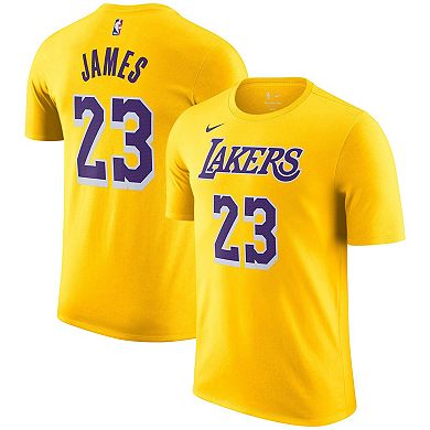Men's Nike LeBron James Gold Los Angeles Lakers Icon 2022/23 Name & Number T-Shirt