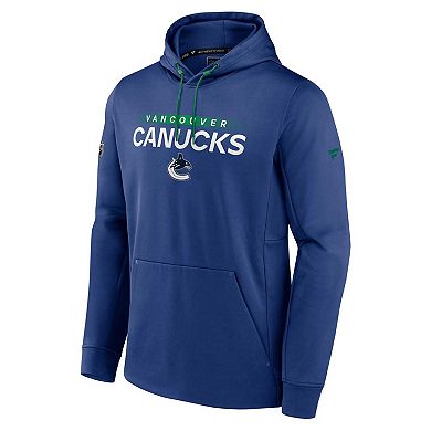 Men's Fanatics Branded Blue Vancouver Canucks Authentic Pro Rink Pullover Hoodie