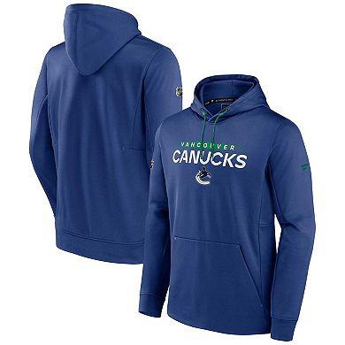 Men's Fanatics Branded Blue Vancouver Canucks Authentic Pro Rink Pullover Hoodie