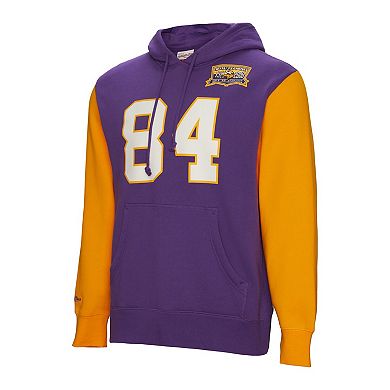 Men's Mitchell & Ness Randy Moss Purple Minnesota Vikings Retired Player Name & Number Pullover Hoodie