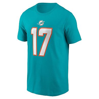 Men's Nike Jaylen Waddle Aqua Miami Dolphins Player Name & Number T-Shirt