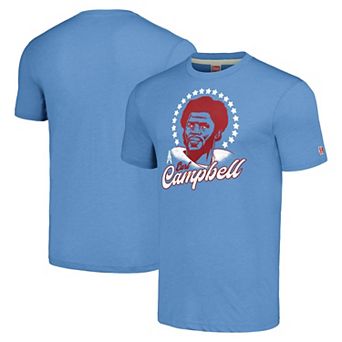 Men's Homage Earl Campbell Light Blue Houston Oilers Retired Player Caricature Tri-Blend T-Shirt