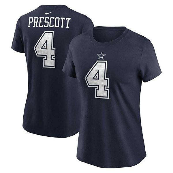Women's Nike Dak Prescott Navy Dallas Cowboys Player Name & Number T-Shirt