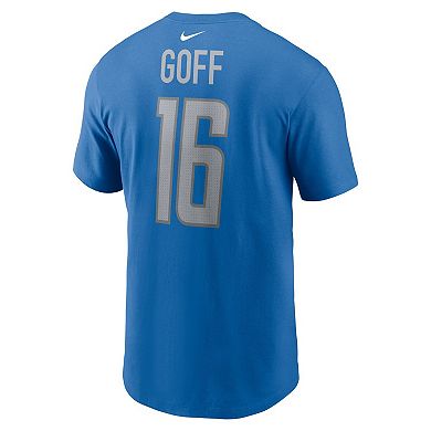 Men's Nike Jared Goff Blue Detroit Lions Player Name & Number T-Shirt