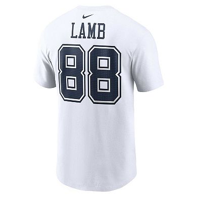Men's Nike CeeDee Lamb White Dallas Cowboys Player Name & Number T-Shirt