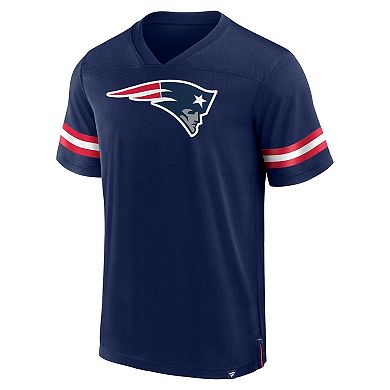 Men's Fanatics Branded Navy New England Patriots Jersey Tackle V-Neck T-Shirt