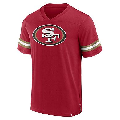 Men's Fanatics Branded  Scarlet San Francisco 49ers Jersey Tackle V-Neck T-Shirt