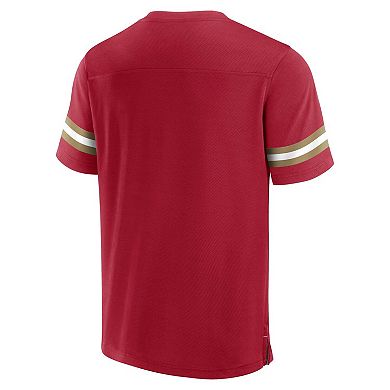 Men's Fanatics Branded  Scarlet San Francisco 49ers Jersey Tackle V-Neck T-Shirt