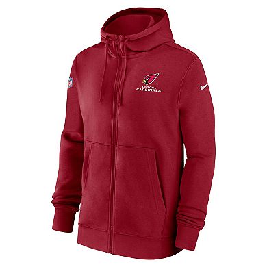 Men's Nike Red Arizona Cardinals Sideline Club Performance Full-Zip Hoodie