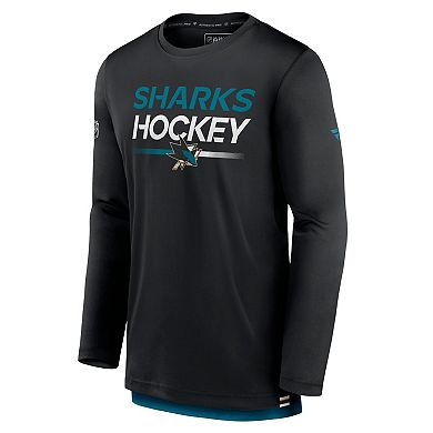 Men's Fanatics Branded Black San Jose Sharks Authentic Pro Long Sleeve T-Shirt