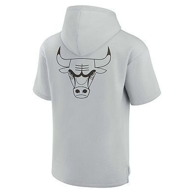 Unisex Fanatics Signature Gray Chicago Bulls Super Soft Fleece Short Sleeve Pullover Hoodie