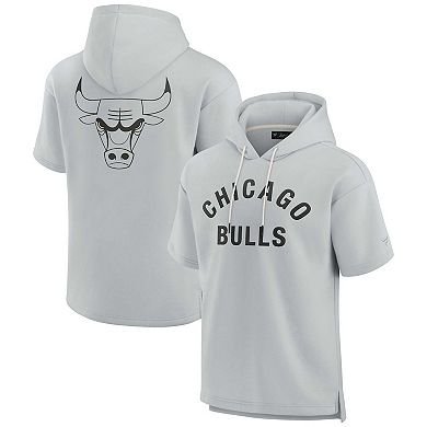 Unisex Fanatics Signature Gray Chicago Bulls Super Soft Fleece Short Sleeve Pullover Hoodie
