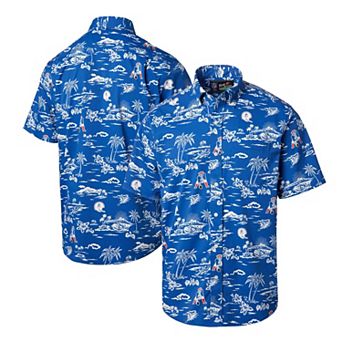 Men's Reyn Spooner Royal New England Patriots Throwback Kekai Print Button-Up Shirt