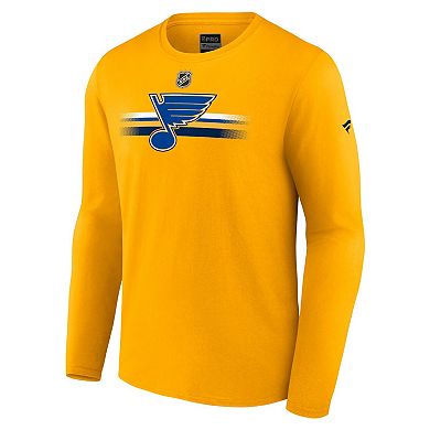 Men's Fanatics Branded Gold St. Louis Blues Authentic Pro Primary Long Sleeve T-Shirt