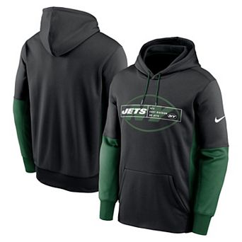Men's Nike Black New York Jets Color Block Fleece Performance Pullover Hoodie