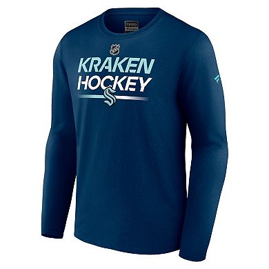 Men's Fanatics Branded Navy Seattle Kraken Authentic Pro Primary Long Sleeve T-Shirt