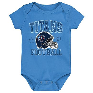 Infant Navy/Light Blue/Gray Tennessee Titans Born to Be 3-Pack Bodysuit Set