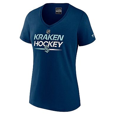 Women's Fanatics Branded Deep Sea Blue Seattle Kraken Authentic Pro V-Neck T-Shirt