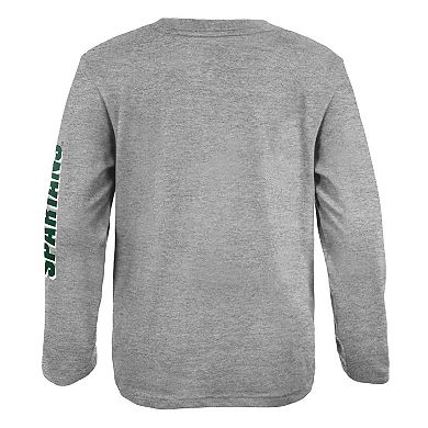 Youth Heather Gray Michigan State Spartans 2-Hit For My Team Long Sleeve T-Shirt