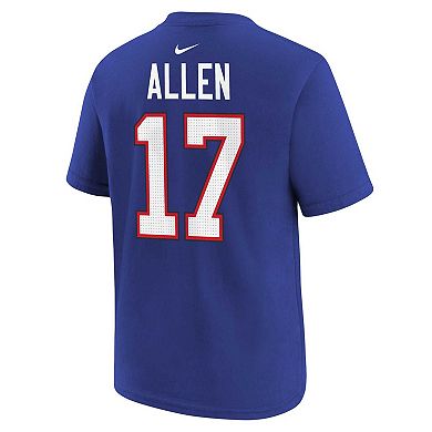 Youth Nike Josh Allen Royal Buffalo Bills Player Name & Number T-Shirt