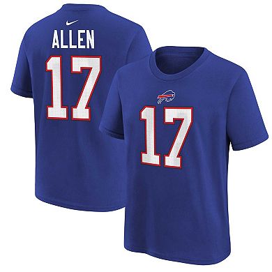 Youth Nike Josh Allen Royal Buffalo Bills Player Name & Number T-Shirt